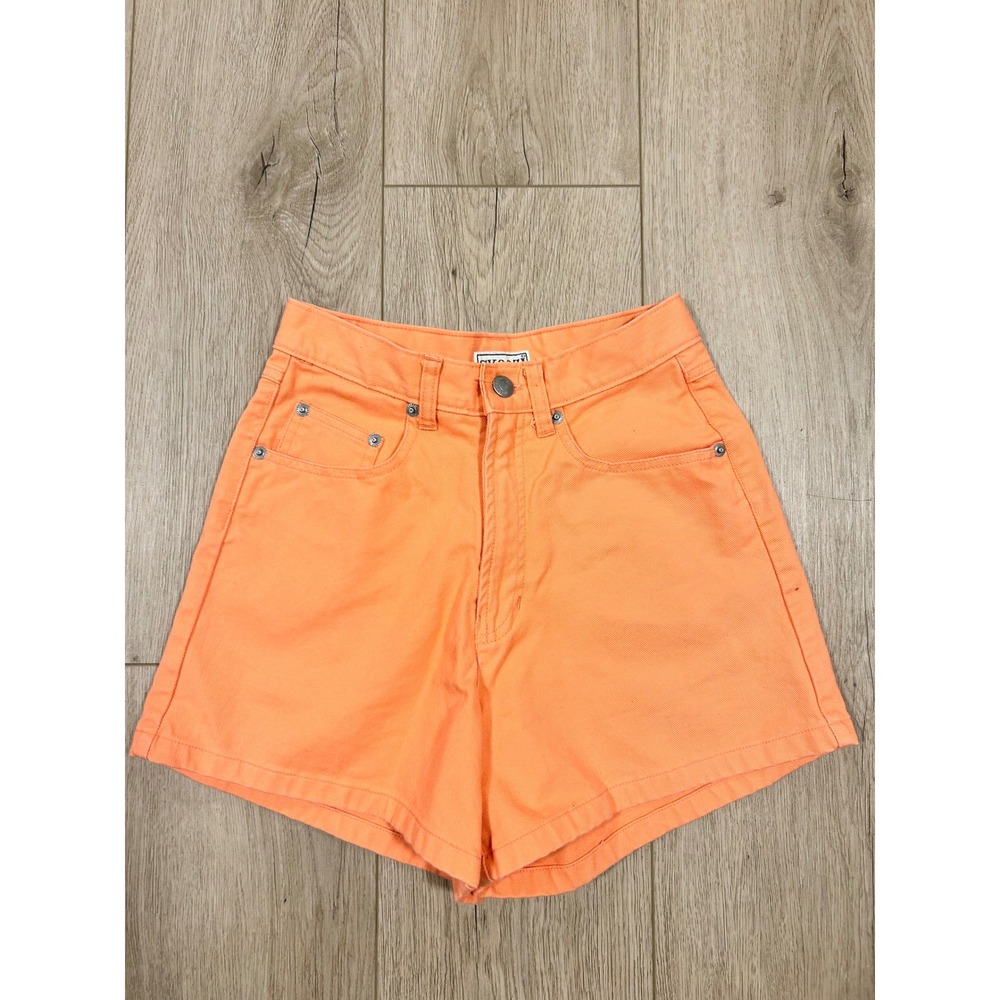 Skoozi Vintage High Waisted Orange Denim Shorts 100% Cotton Size 3 90s Retro 25"
